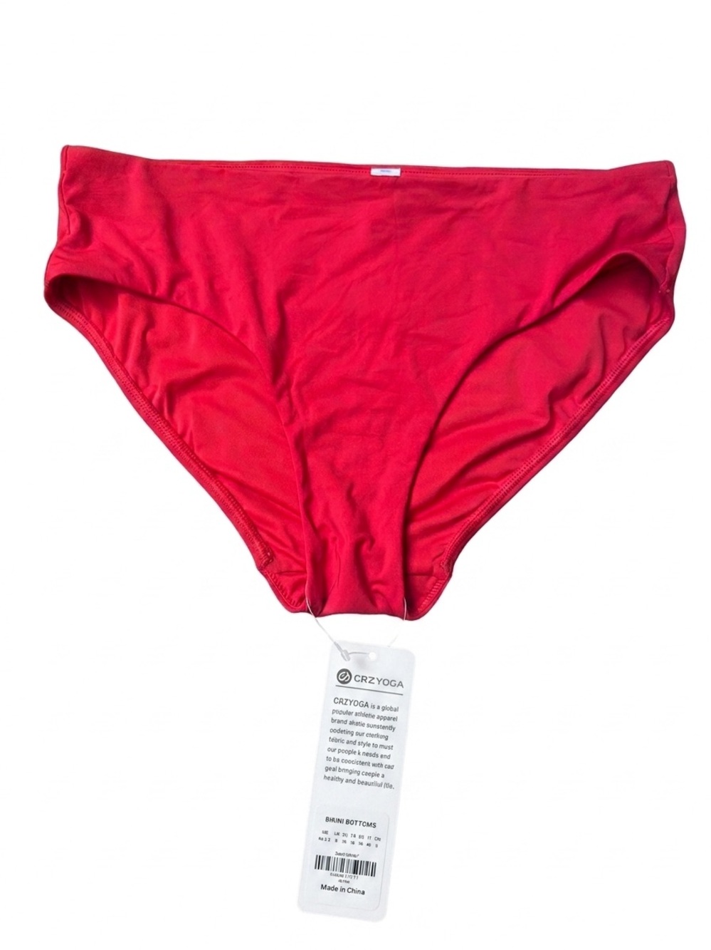 NWT CRZ YOGA Red Bikini Bottoms Mid Rise Medium Coverage Swimwear Size XS 0/2